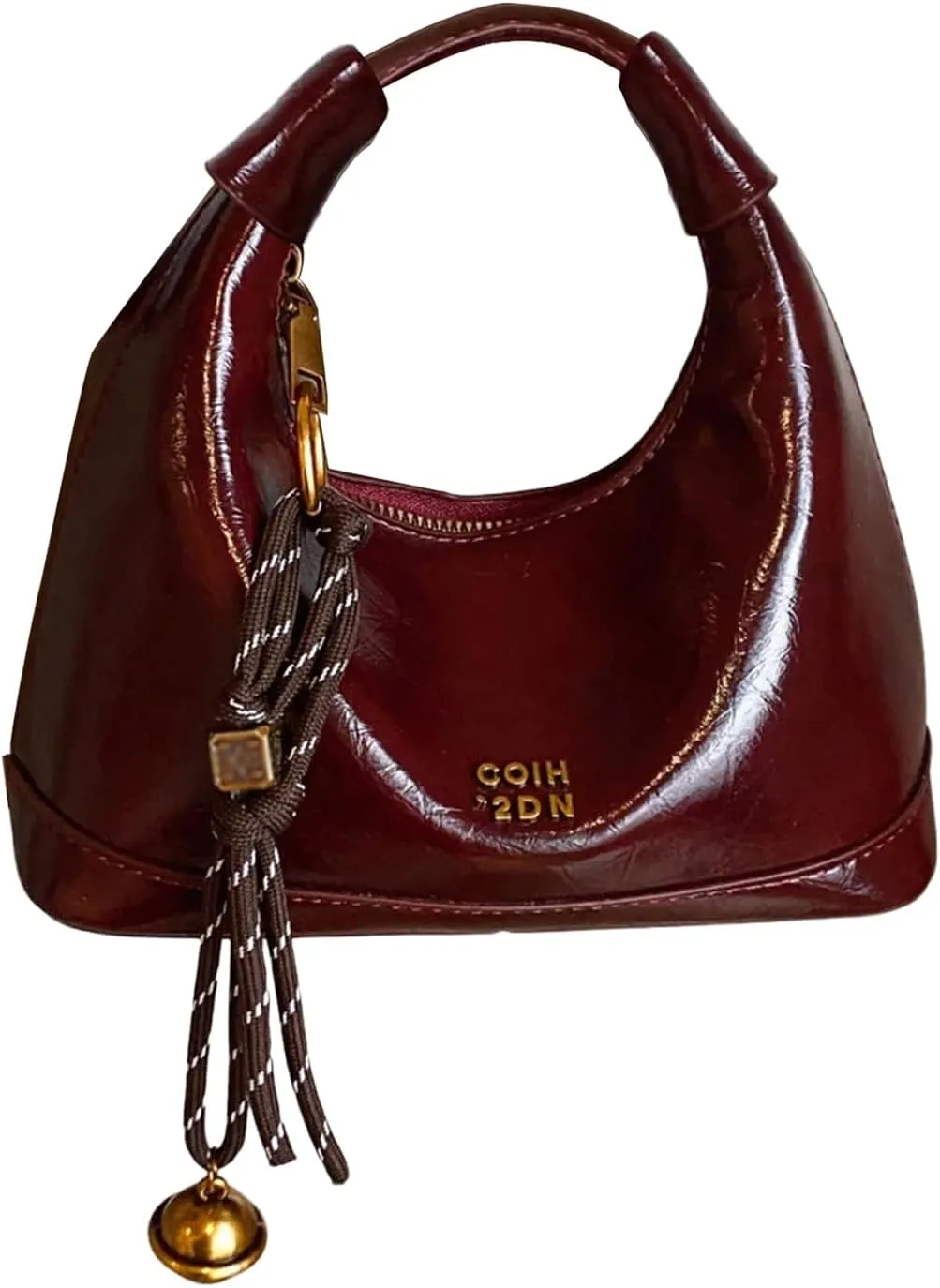 Women's Letter Zipper Top Handle Handbags Faux Leather Ruched Small Bag Elegant Purse