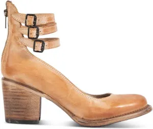 Women’s Mary Jane Pumps, Leather Ankle Strap Block Heels for Women Vintage Round Toe Chunky Pumps Adjustable Buckle Back Zipper Shoes