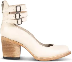 Women’s Mary Jane Pumps, Leather Ankle Strap Block Heels for Women Vintage Round Toe Chunky Pumps Adjustable Buckle Back Zipper Shoes
