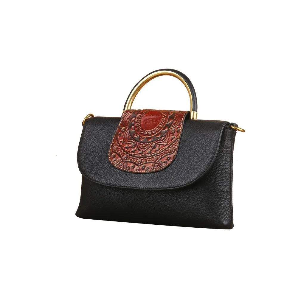 Womens Mini Vintage Textured Metal Top Handle Bag