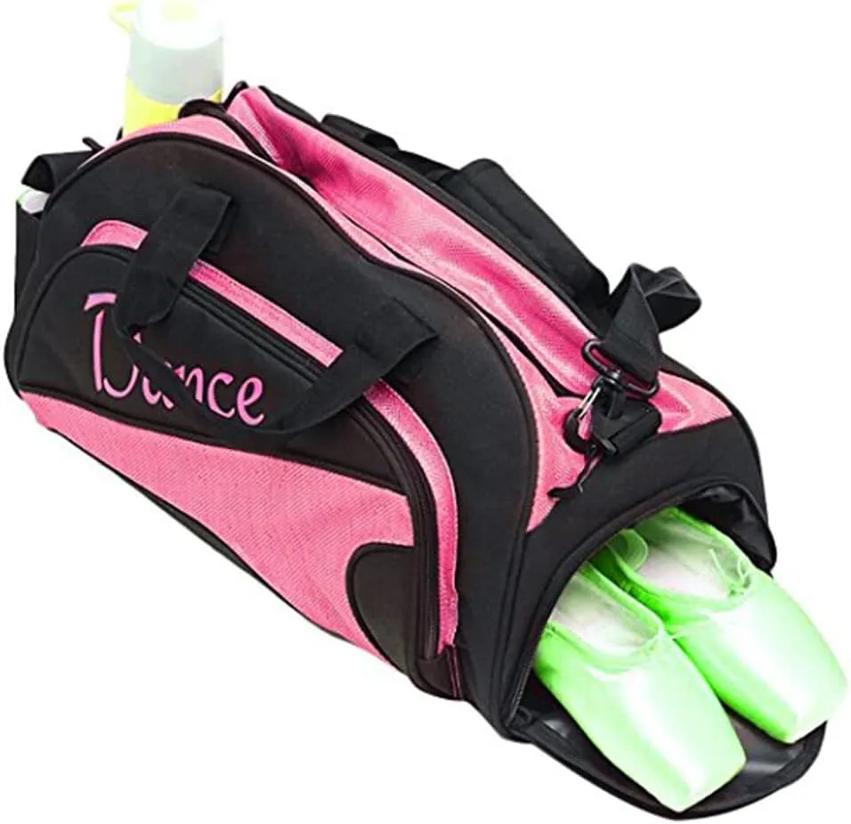 Women's Nylon Dance Sport Duffel Girl's Gym Bag (Rose) Medium