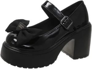 Women's Platform Mary Janes Heart Cat Buckle Rivets Ankle Lolita Gothic Princess Platform Pumps Patent Leather Thorn Vintage Traditional Embroidery Upper Dress Shoes