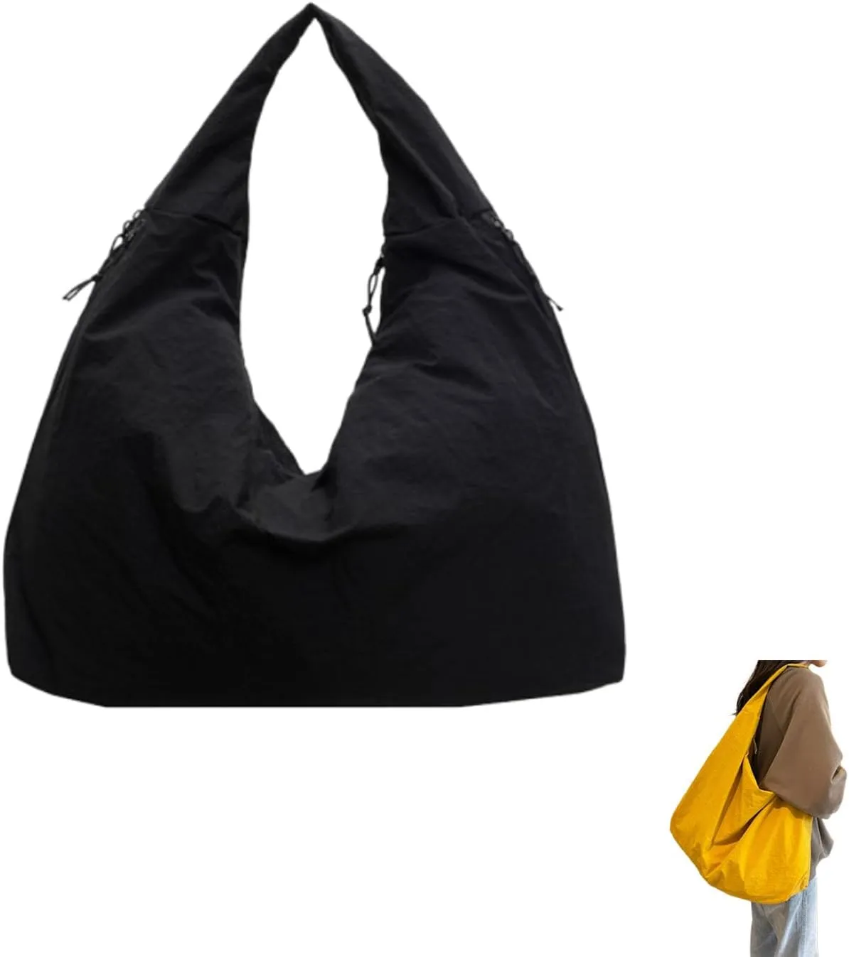 women's Solid Color Textured Draped Tote Bag, Hobo Bags For Women Crossbody Hippie,Large Fashion Tote Bag