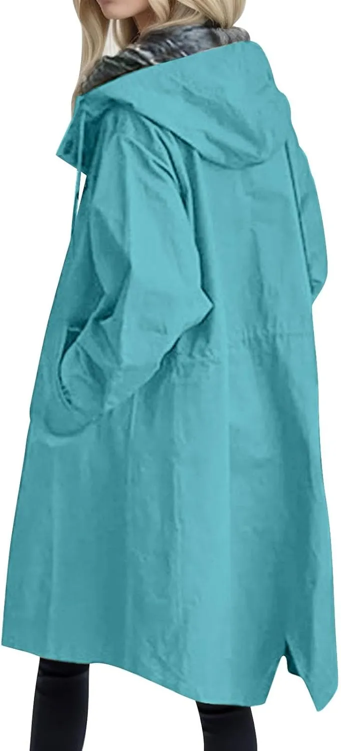Women's Trench Jackets Single Breasted Hooded Oversized Coats Long Sleeve Elegant Comfortable 2024 Winter Windbreaker