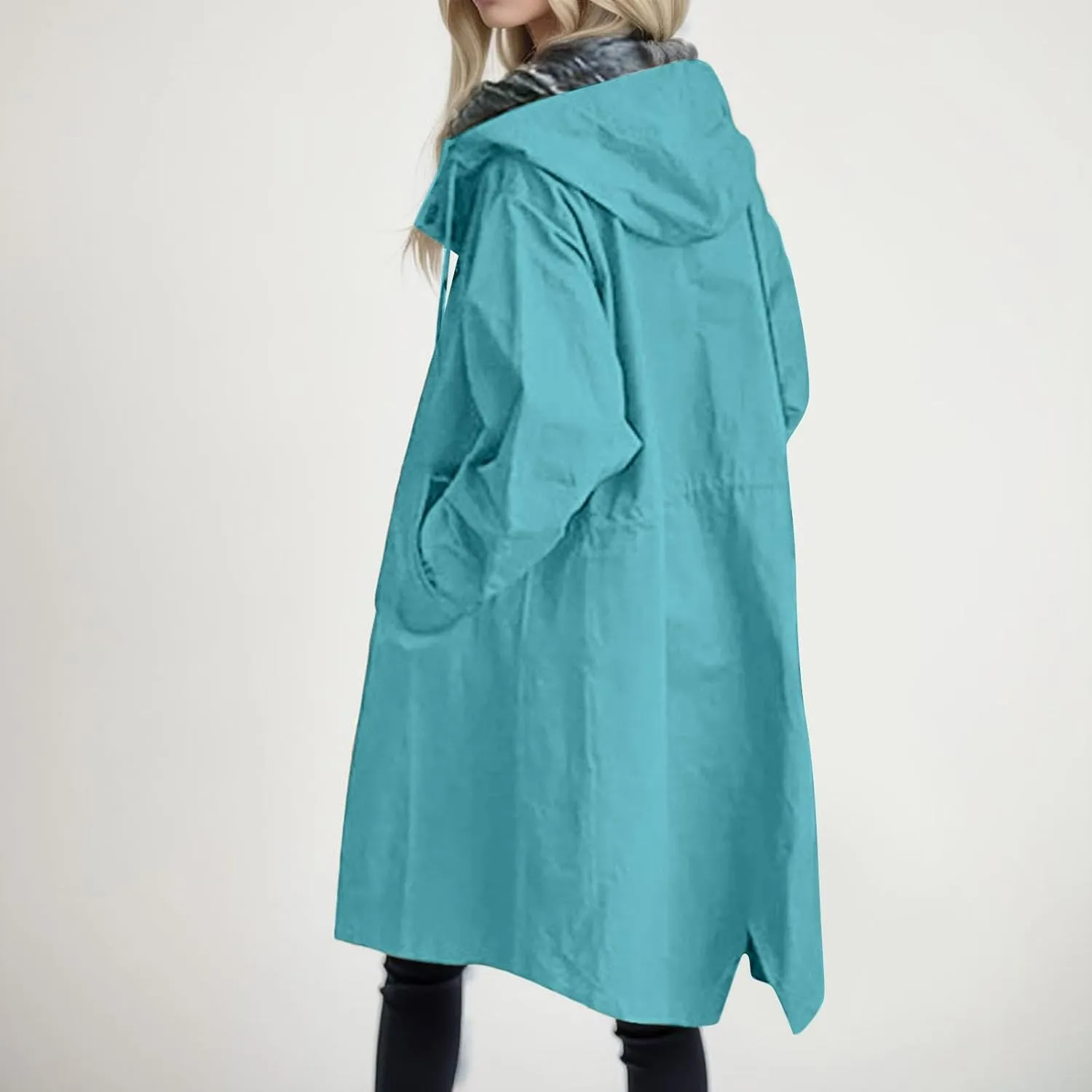 Women's Trench Jackets Single Breasted Hooded Oversized Coats Long Sleeve Elegant Comfortable 2024 Winter Windbreaker