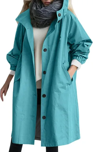 Women's Trench Jackets Single Breasted Hooded Oversized Coats Long Sleeve Elegant Comfortable 2024 Winter Windbreaker