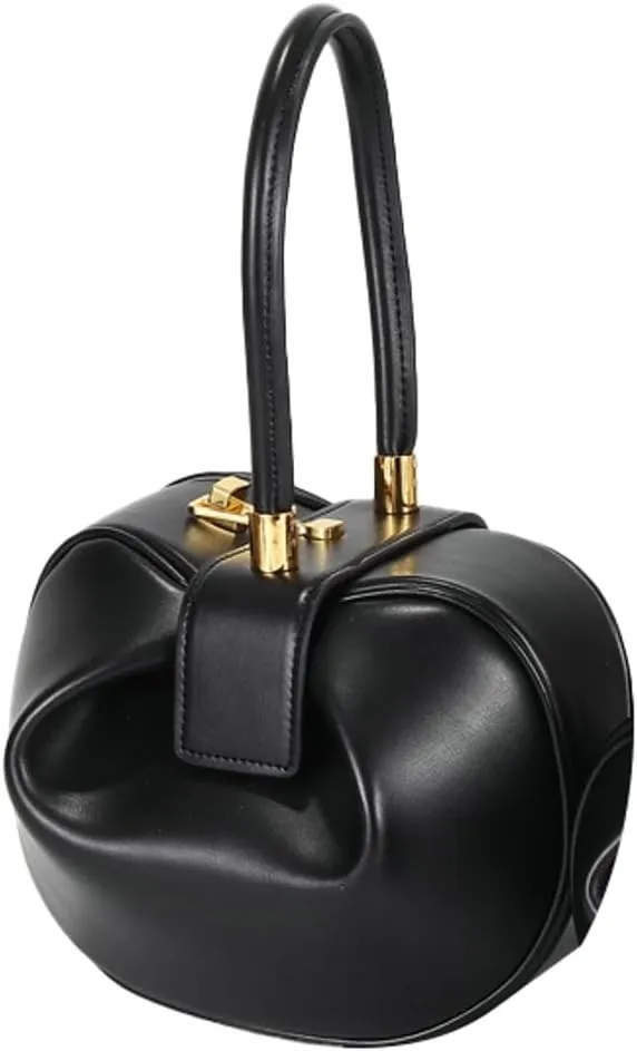 Women's Trendy Genuine Leather Clutch Purse Sphere Wristlet Handbags Mini Tote Bag Elegant Ladies Shoulder Satchels