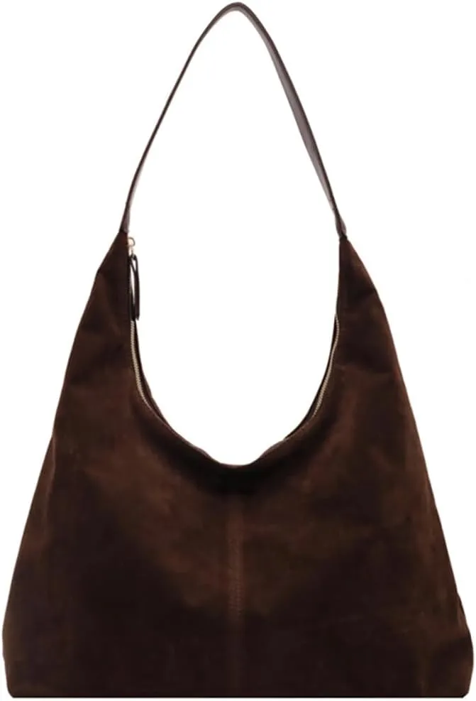 Women’s Trendy Suede Tote Bag Shoulder Bags For Women Fall Underarm Bag Winter Hobo Bag Work Purses Suede Travel Handbag