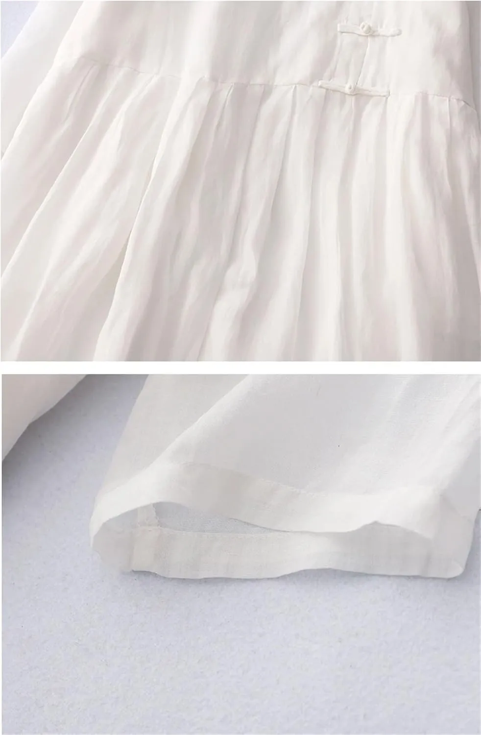 Women's Vintage Chinese Style Dress Casual Stand Collar Buckle Office Work Travel Dresses