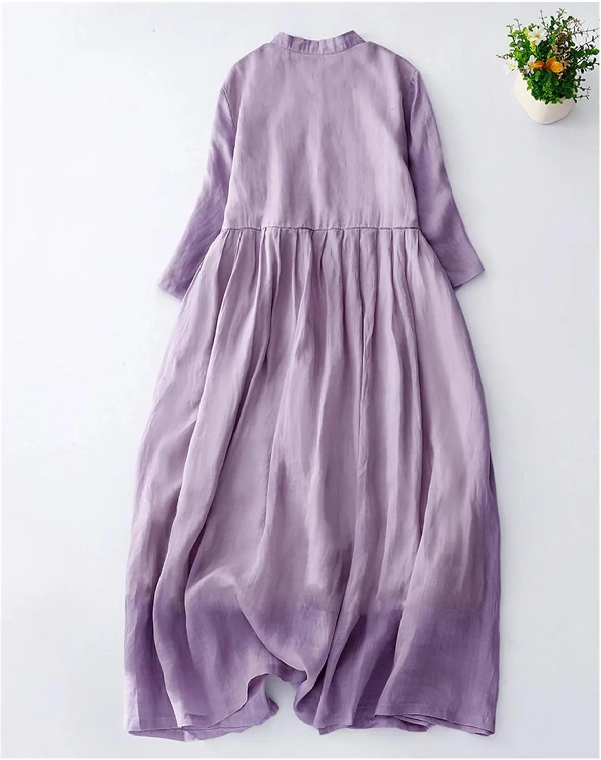 Women's Vintage Chinese Style Dress Casual Stand Collar Buckle Office Work Travel Dresses