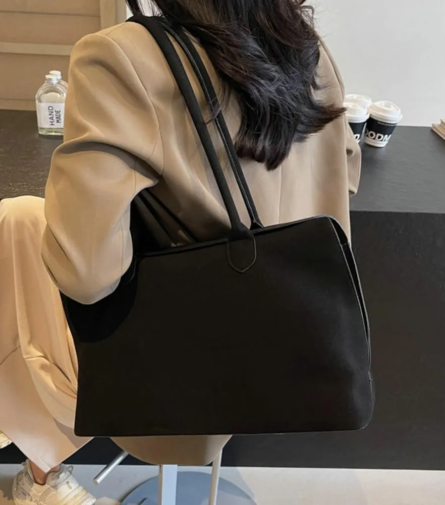 Womens Vintage Suede Tote Bag Large Top-handle Shoulder Bag Slouchy Work Purse Handbag Satchel with Magnetic Buckle