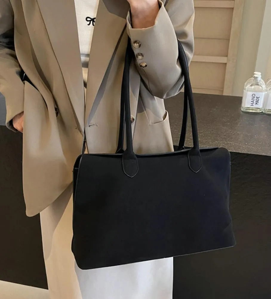 Womens Vintage Suede Tote Bag Large Top-handle Shoulder Bag Slouchy Work Purse Handbag Satchel with Magnetic Buckle