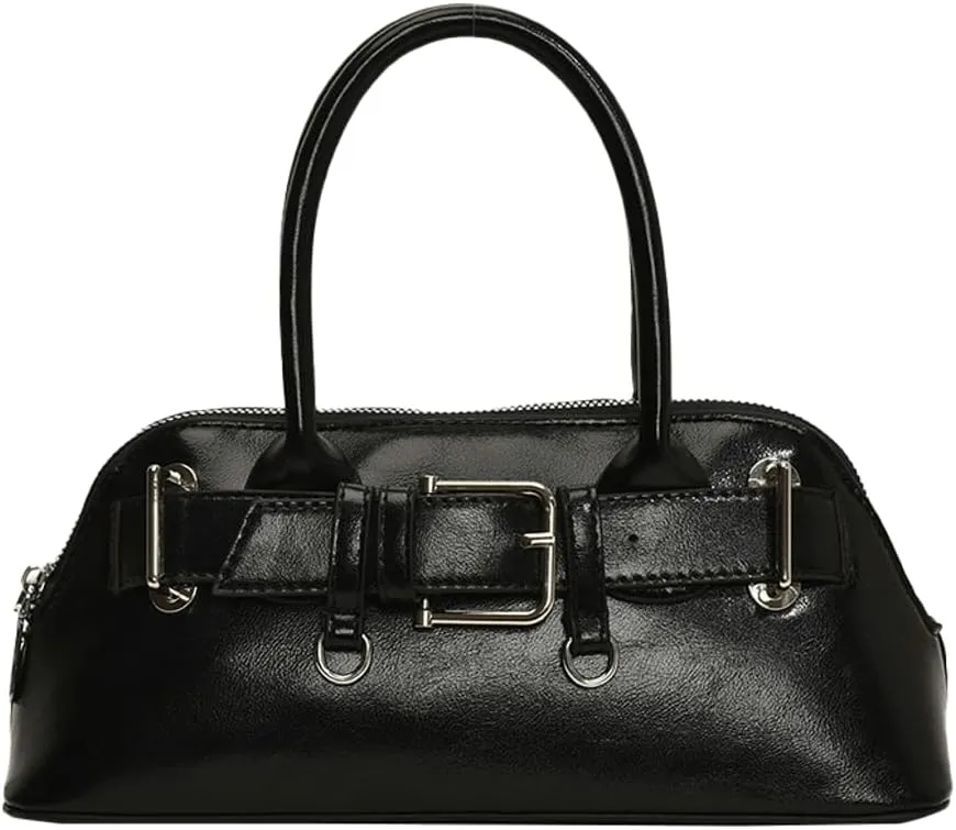 Women's Y2k Purse Buckle Belt Leather Tote Handbag Trendy Top Handle Shoulder Bag Satchel Underarm Crossbody Purses