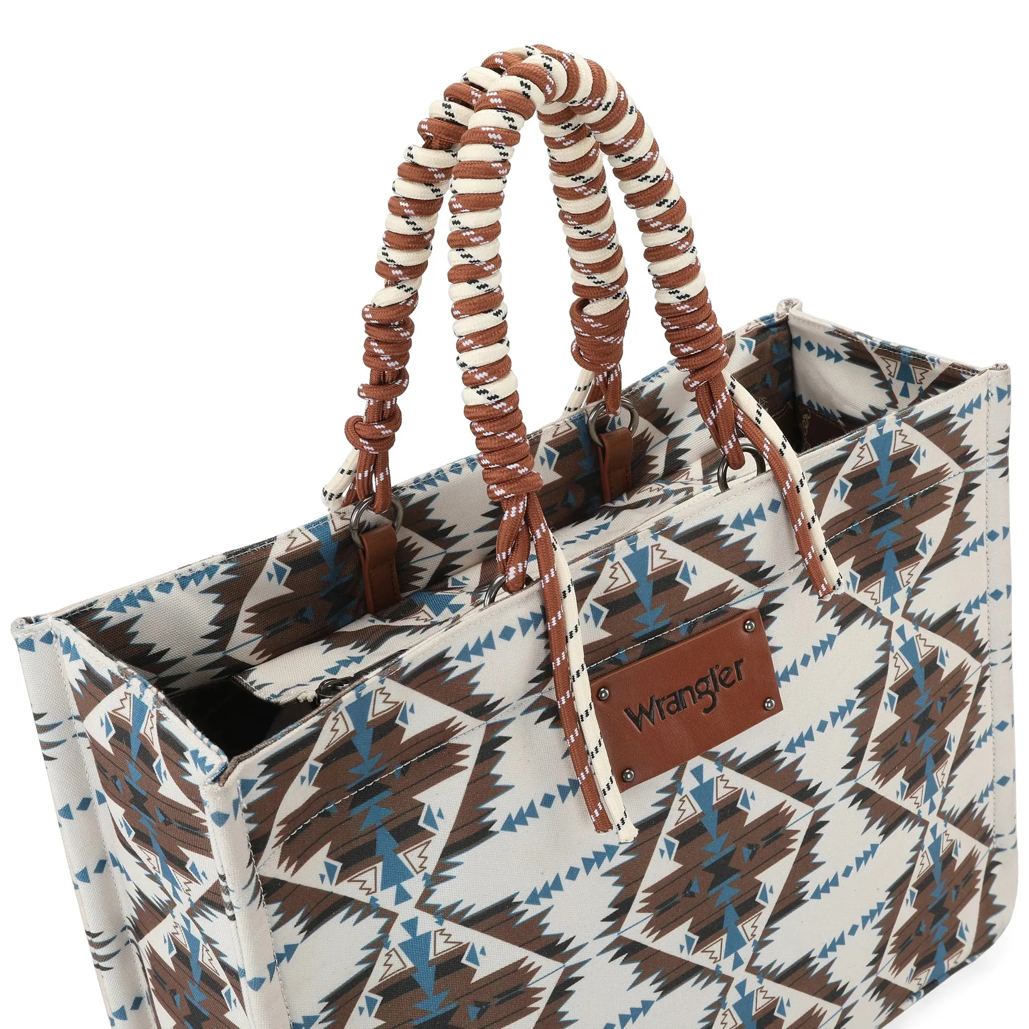 Wrangler Aztec Oversized Tote Bag Braided Handles Weekender Bag