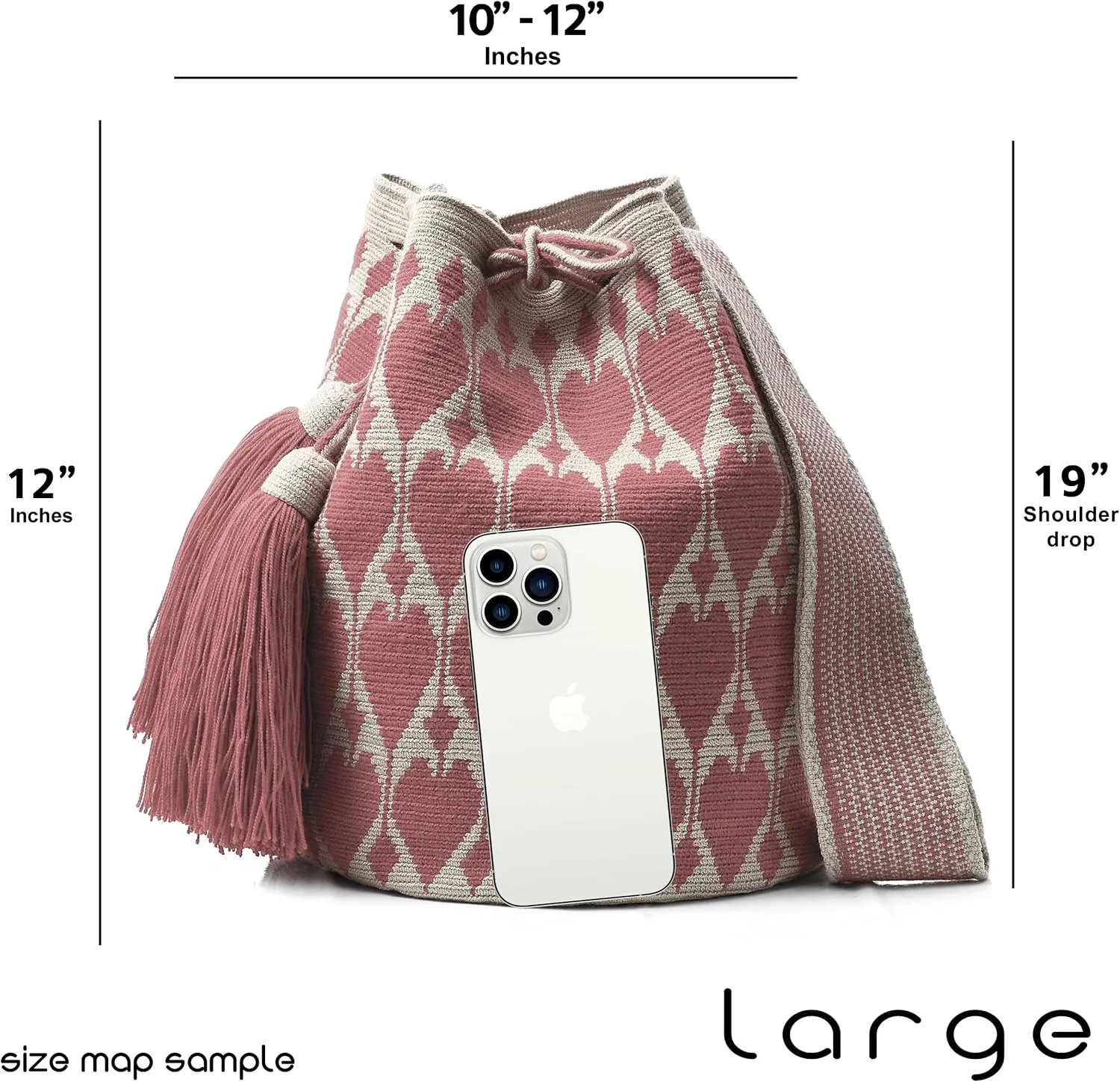 WYOU Designer Collection Hobo Bag Wayuu Crochet, Large
