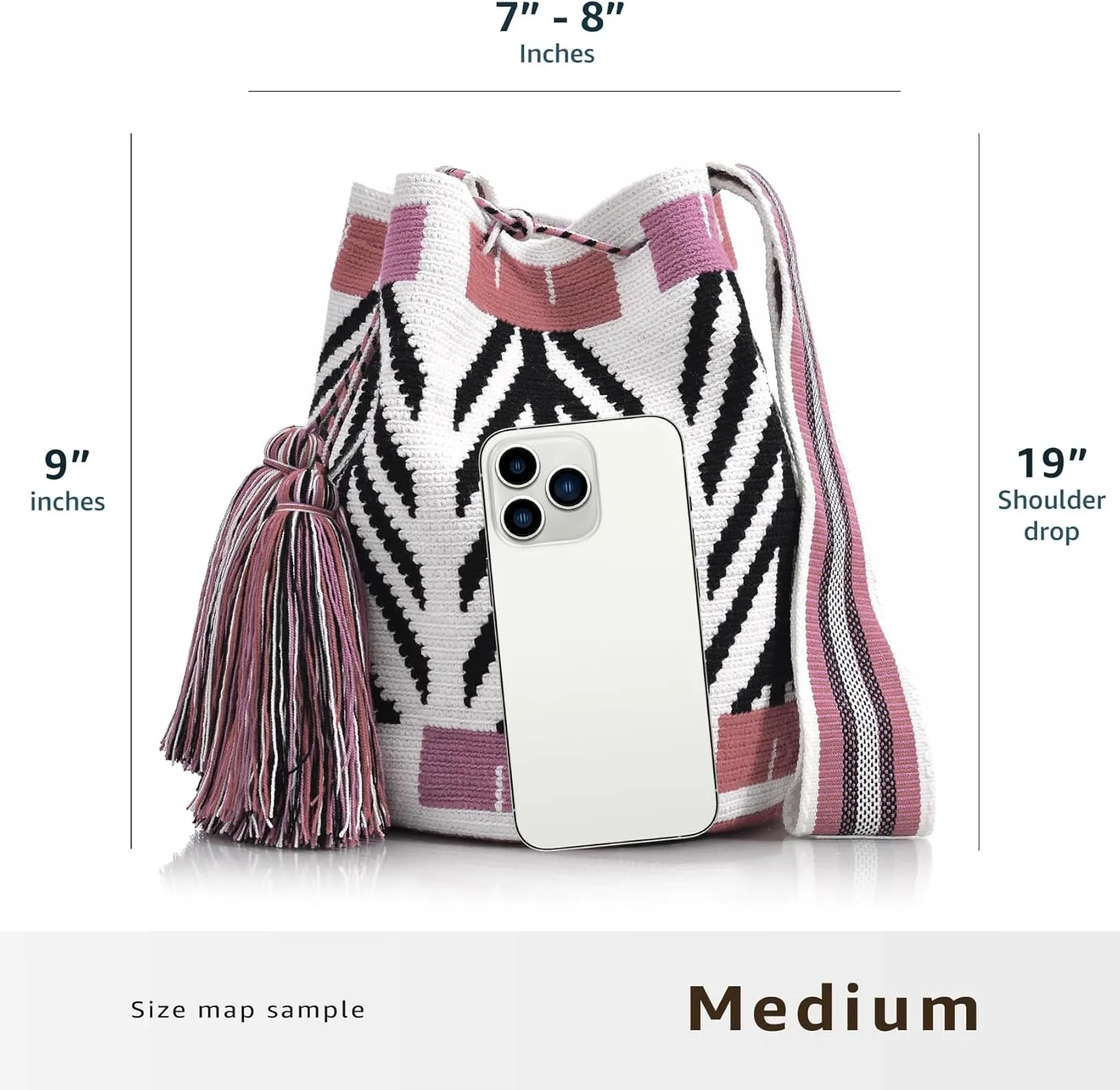 WYOU Designer Collection Hobo Bag Wayuu Crochet, Medium