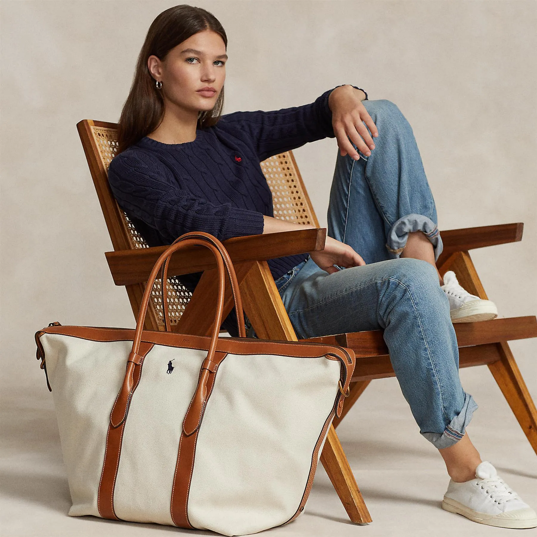 XL Tote Bag Natural/Cuoio