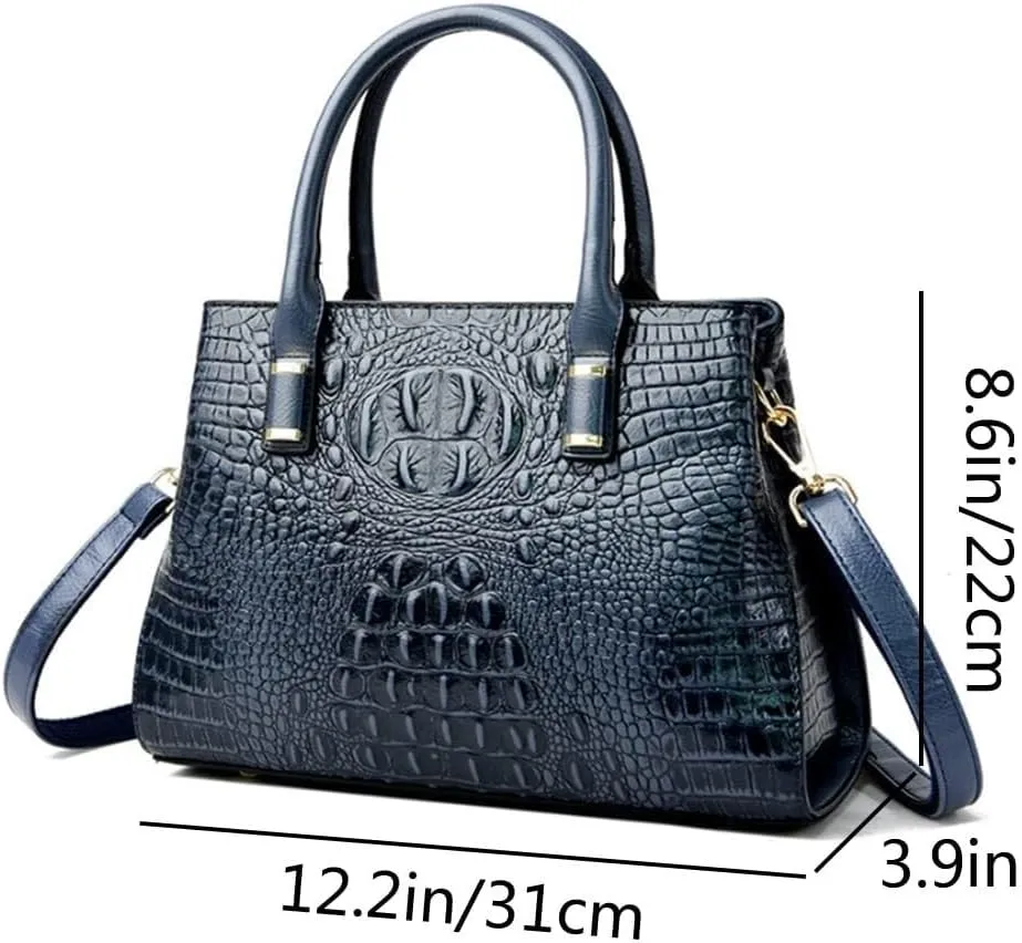 XXGJOALD-Handbag Tote Purse for Women Crocodile Pattern Embossed Top-handle Satchel Fuax Leather Shoulder Bag