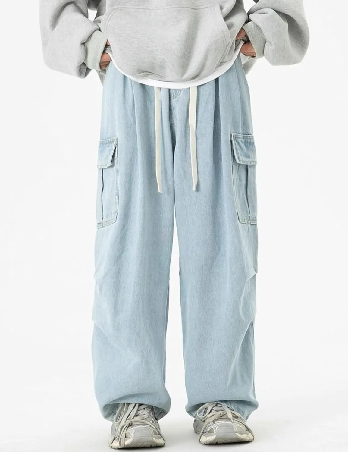 Y2k Cargo Jeans Men Wide Leg Loose Skater Jeans Hip Hop Cargo Pants Grunge Clothes Harajuku Streetwear