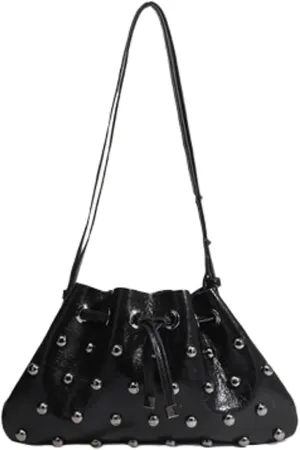 Y2k Crescent Hobo Bags Women 90s Studded PU Leather Punk Underarm Shoulder Crossbody Purse Trendy Crescent Tote Handbag