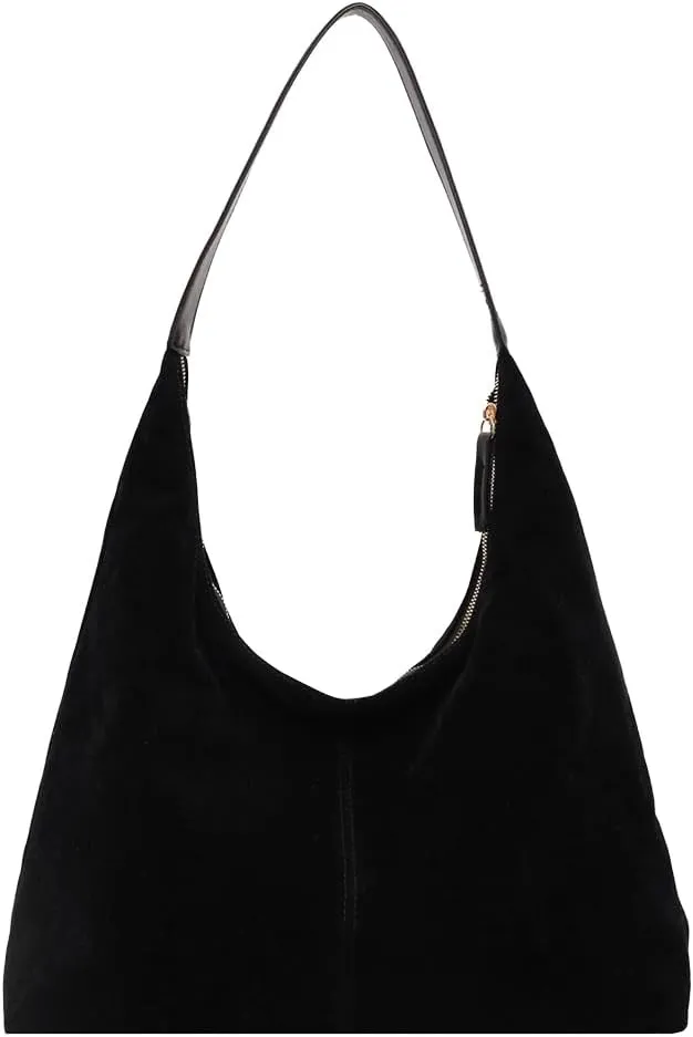 YFGBCX Suede Bag Brown Tote Bags for Women Suede Purse Fall Crescent Bag Slouchy Hobo Handbag