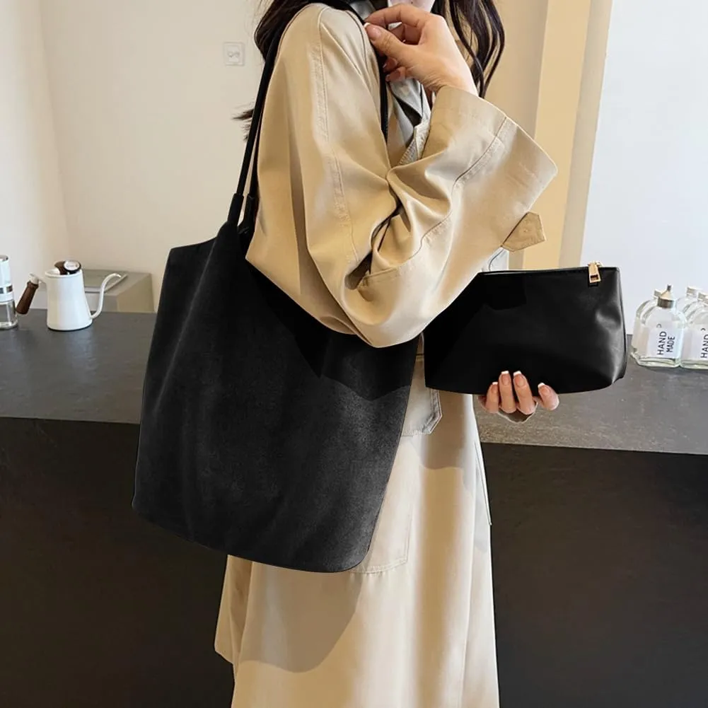 YFGBCX Suede Tote Bags for Women - Slouchy Hobo Handbag for Office & Work - Fall Season