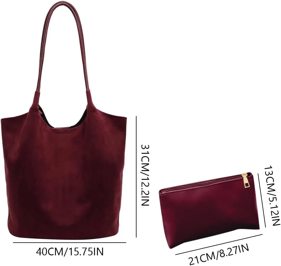 YFGBCX Suede Tote Bags for Women - Slouchy Hobo Handbag for Office & Work - Fall Season