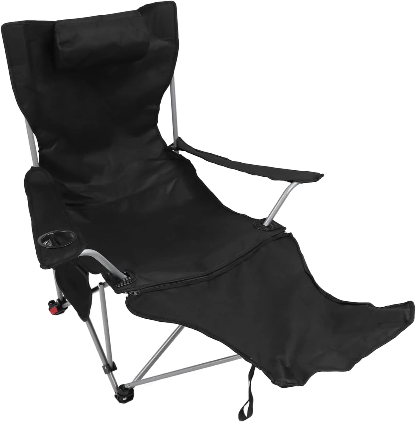 YUYTE Folding Camping Lounge Chair, Adjustable Recliner with Footrest, for Outdoor Activities (Black)