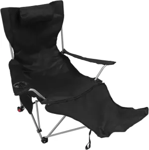 YUYTE Folding Camping Lounge Chair, Adjustable Recliner with Footrest, for Outdoor Activities (Black)