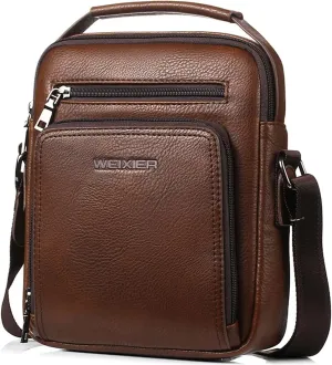 Zipper Buckle Leather Messenger Bag Crossbody Shoulder Bag Vintage Handle Bags