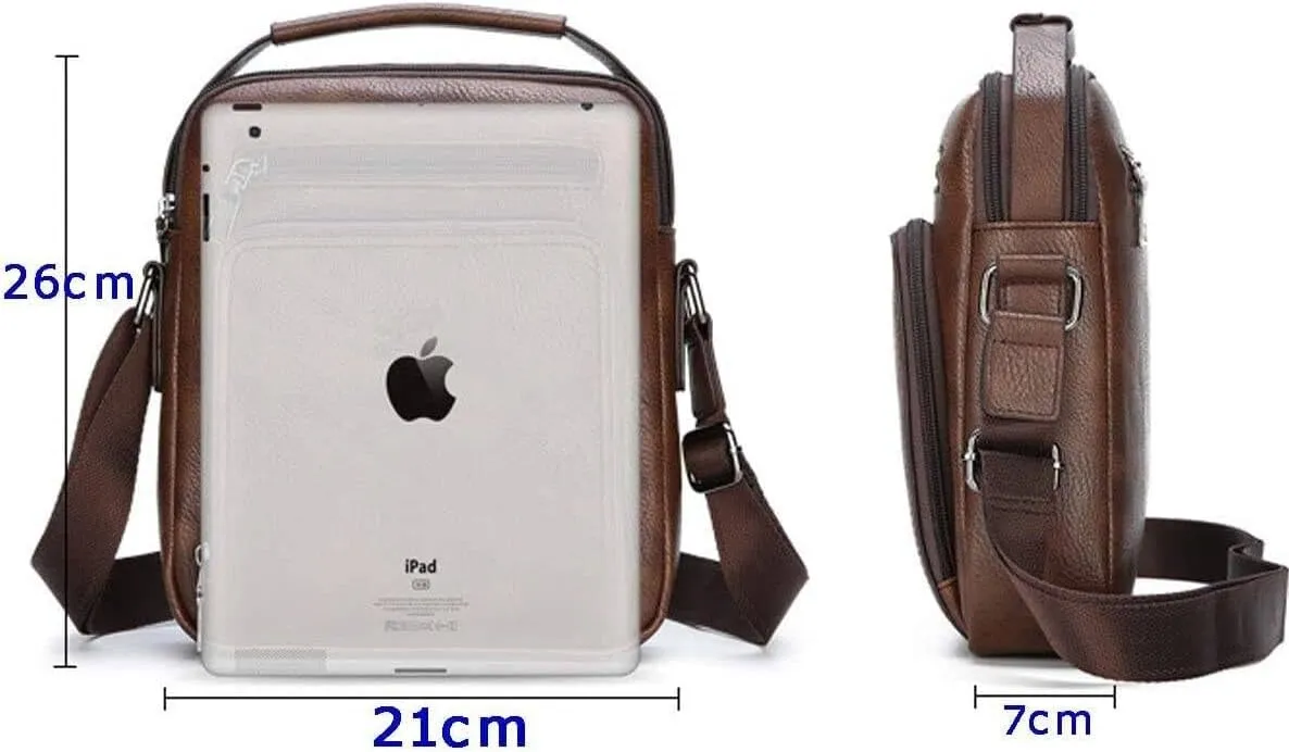 Zipper Buckle Leather Messenger Bag Crossbody Shoulder Bag Vintage Handle Bags