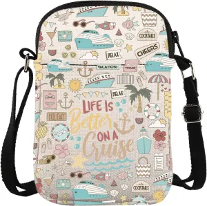 ZJXHPO Cruise Vacation Cross Body Bag Life Is Better On A Cruise Messenger Bag Summer Vacation Shoulder Bag Beach Life Gift