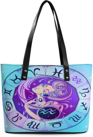Zodiac Sign Virgo Hobo Handbags With Zipper Large Capacity Satchel Tote Bag Shoulder Bag